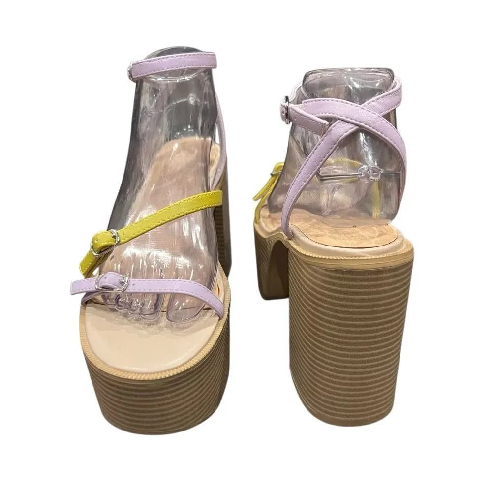 Urban Outfitters Eliza Strappy Platform Block Heel Sandals Size 8